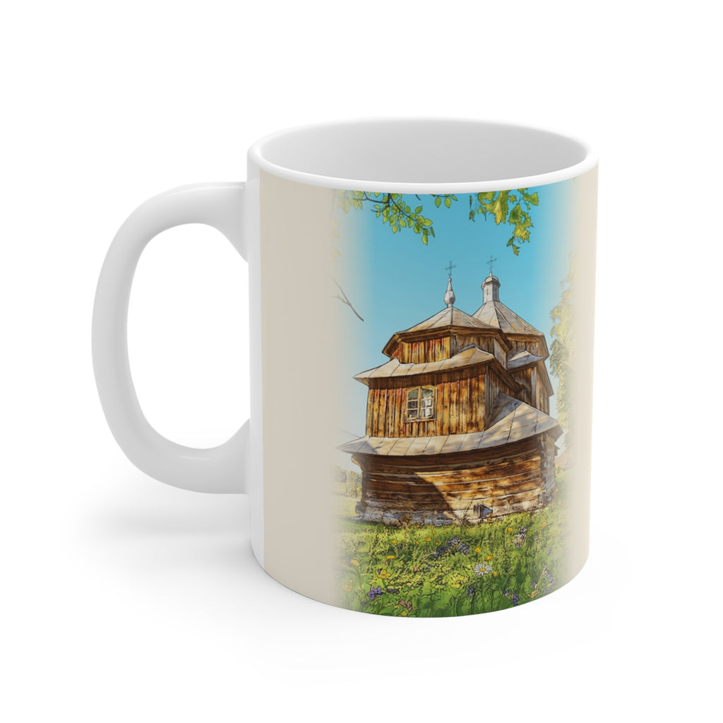 Kubek ceramiczny "Atlas Historii" - Chotylub, drewniana cerkiew