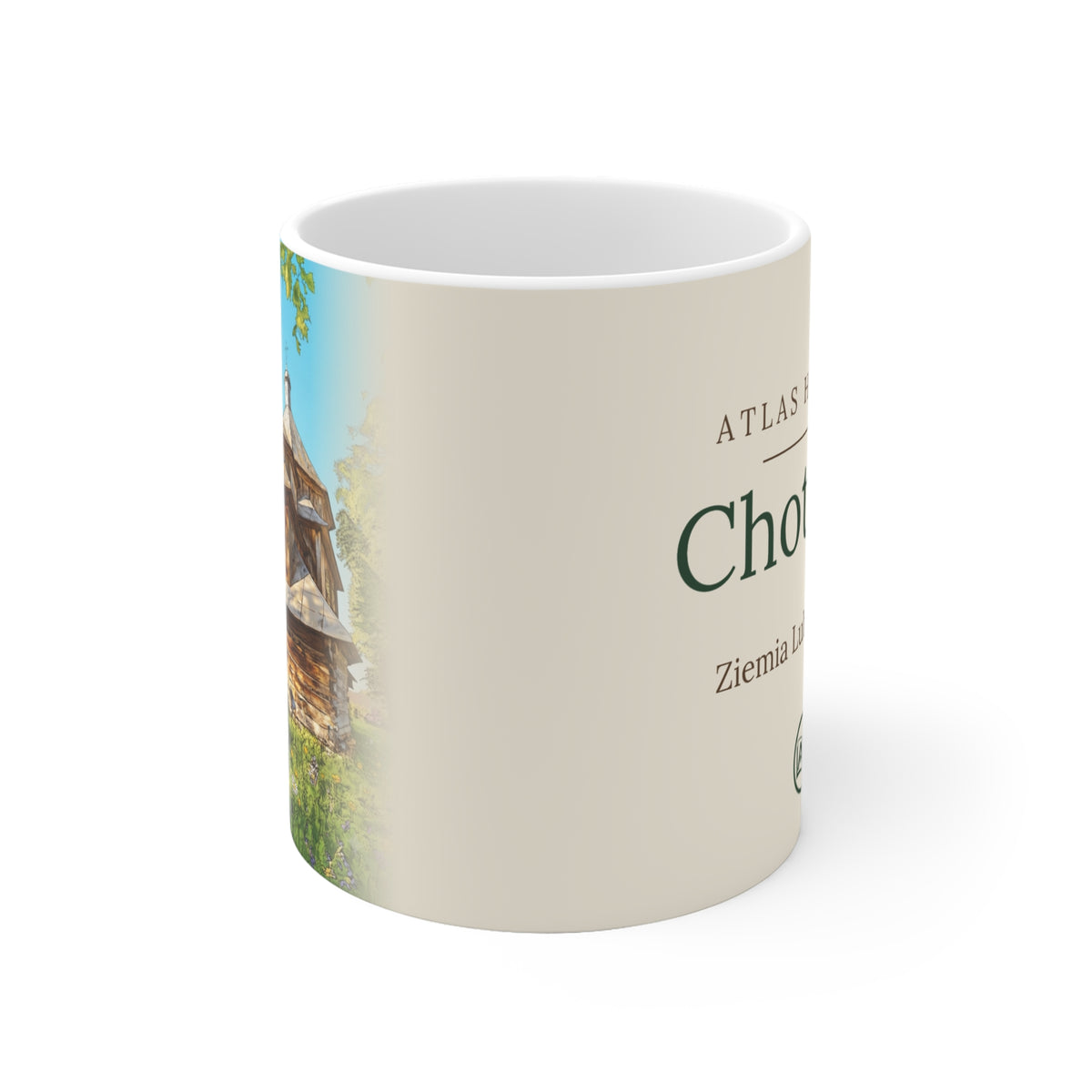 Kubek ceramiczny "Atlas Historii" - Chotylub, drewniana cerkiew