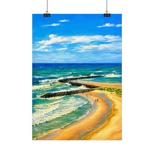 Plakat Podcast Na Fali - Falochron i plaża Jarosławiec
