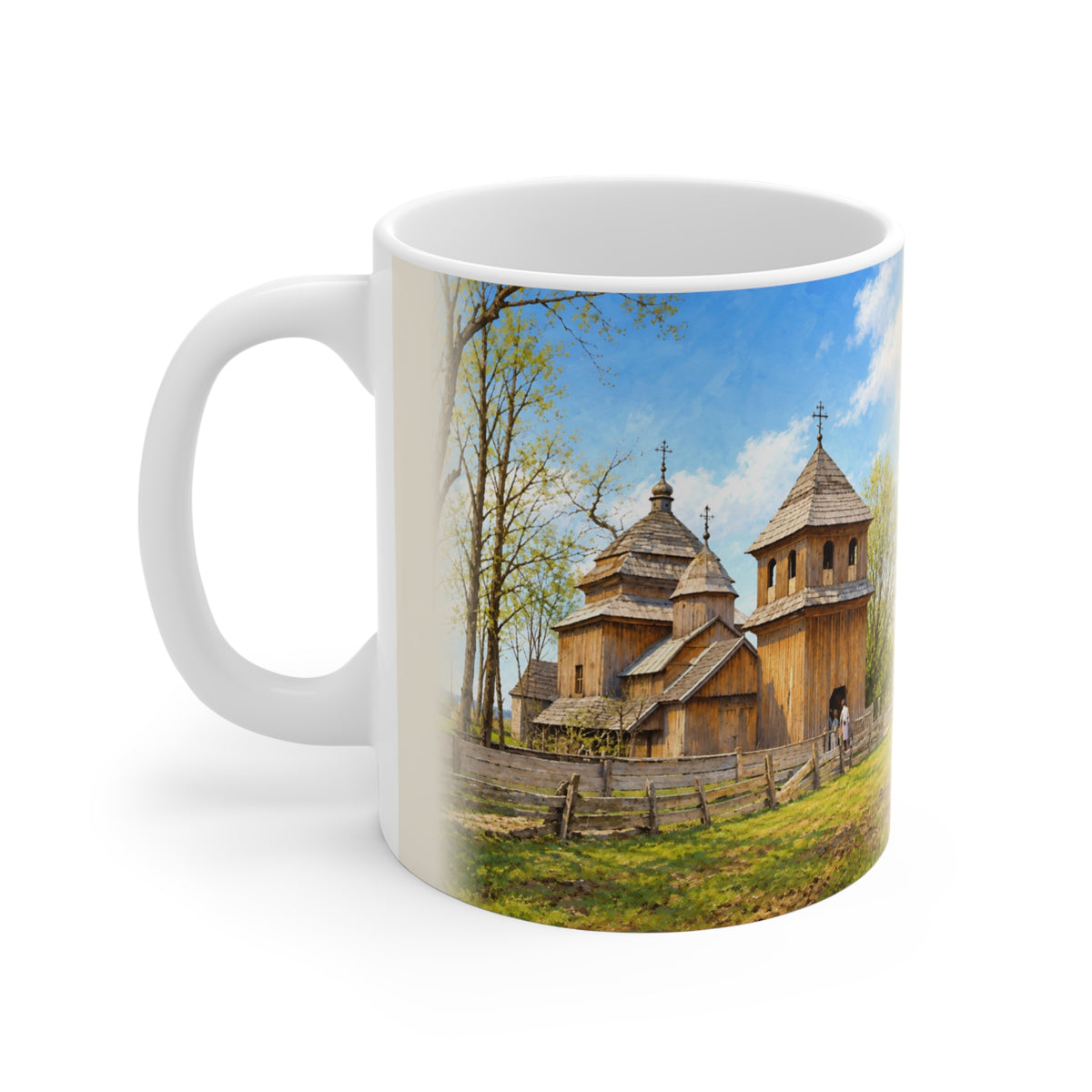 Kubek ceramiczny "Atlas Historii" - Basznia, drewniana cerkiew